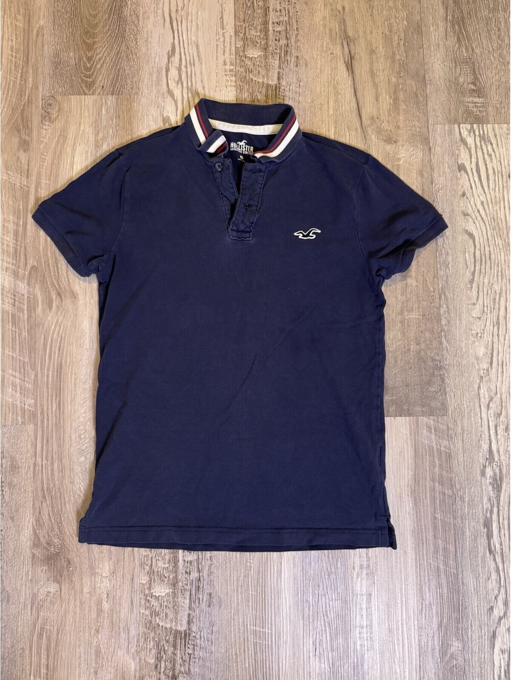 Hollister Polo Shirt Men XS Blue Embroidered Logo Collared Short Sleeve